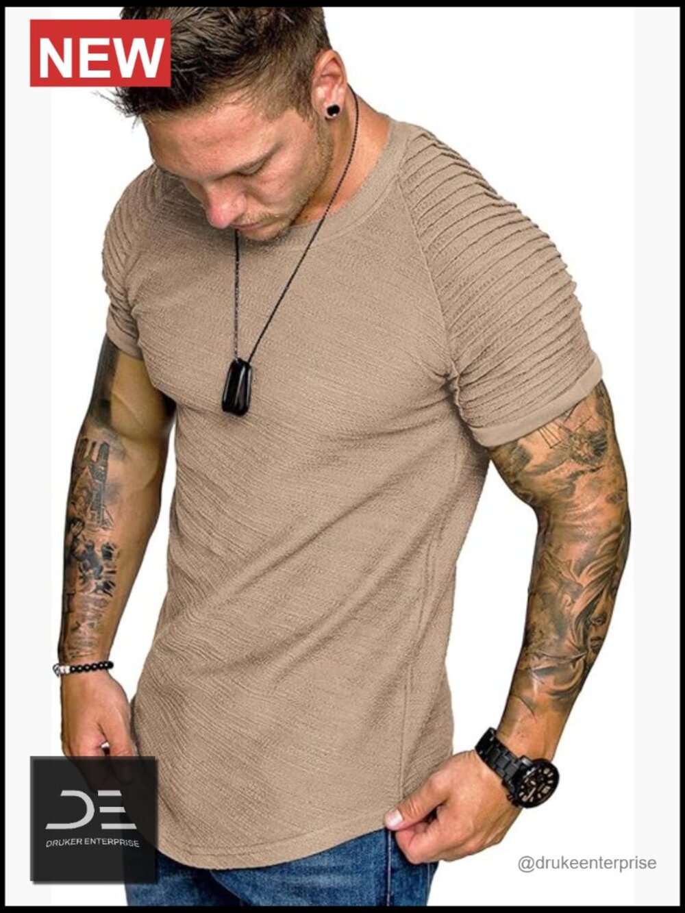 Muscle T-Shirt Pleated Raglan Sleeve Bodybuilding Gym Tee Workout Shirt